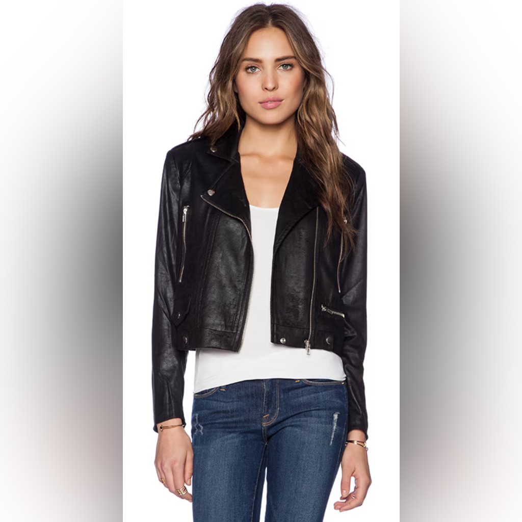 Revolve- Capulet- Vegan Suede Moto Jacket. Black. Xs